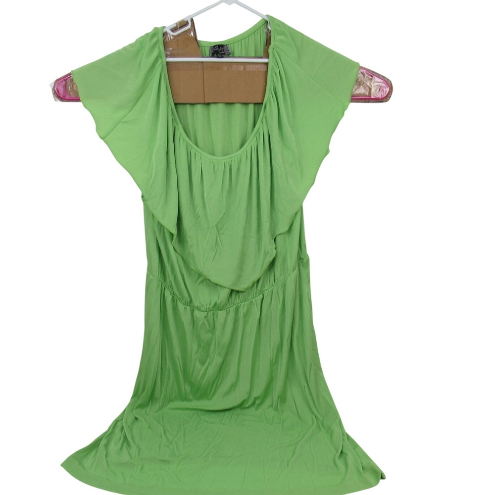 Slinky Brand Lime‎ Green Ruffle Tiered Maxi Dress Women's 2X Made in USA